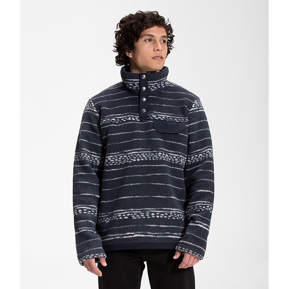 The North Face Pullover Mens Australia - The North Face Printed Cragmont ¼ Snap Navy (OJX-516783)